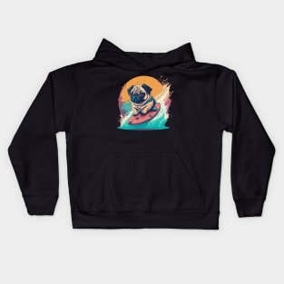 Pug surfer Kids Hoodie